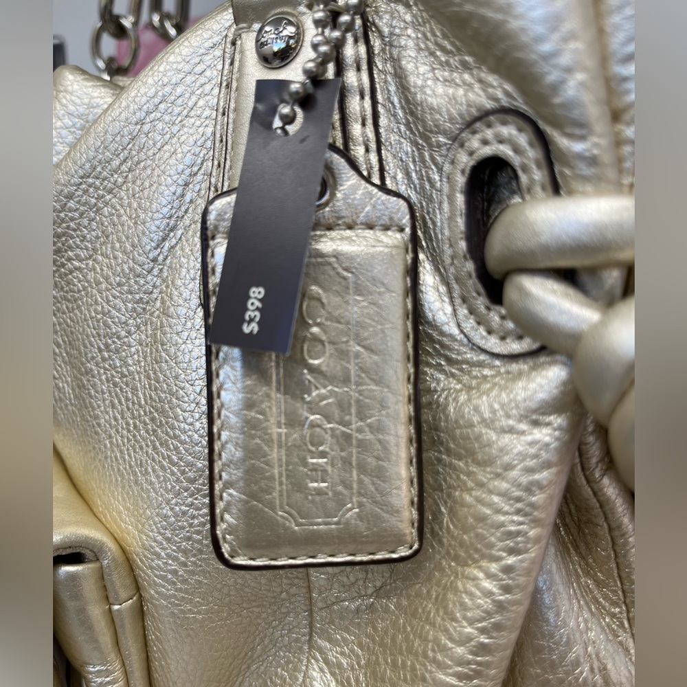 Coach Kristin 2010 Leather Metallic Silver Shoulder Bag with dust bag - Picture 6 of 8